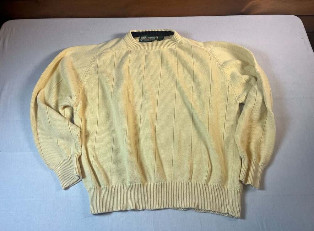 American Eagle Outfitters Vintage 90s Yellow Cable Knit Crew Neck Sweater XL